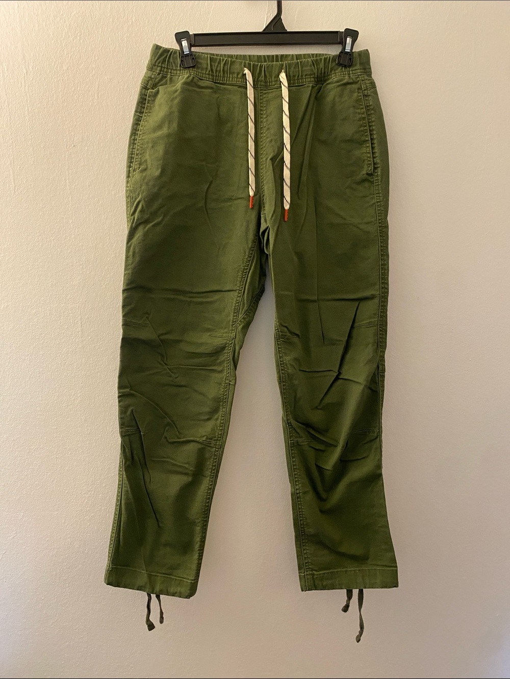 Topo Designs Olive Cargo Jogger Pants with Cream Drawcord